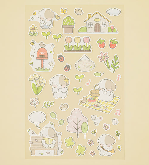 100 Stickers autocollants Quatre saisons & Chien