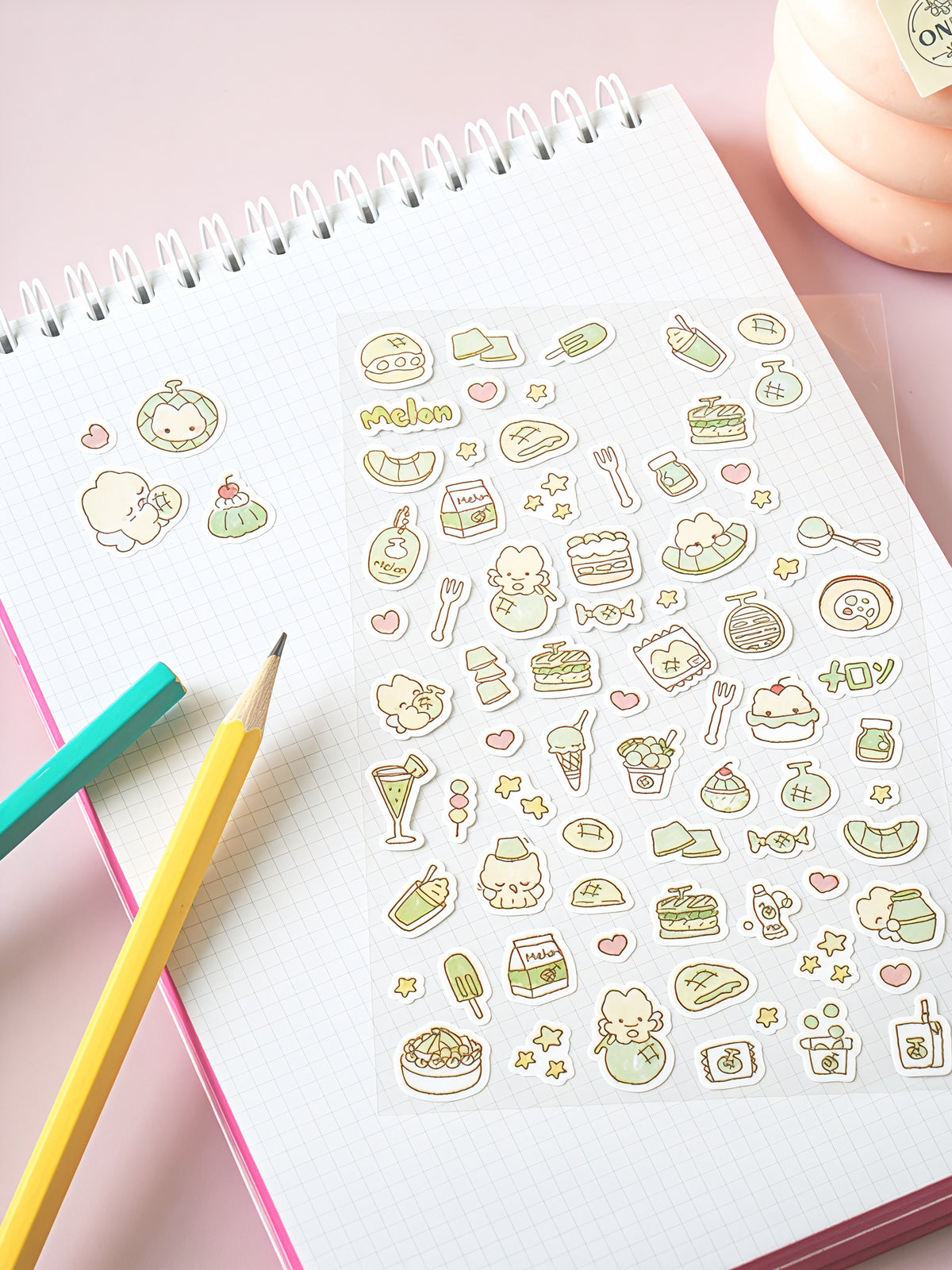 250 Stickers autocollants Fruits & Chat