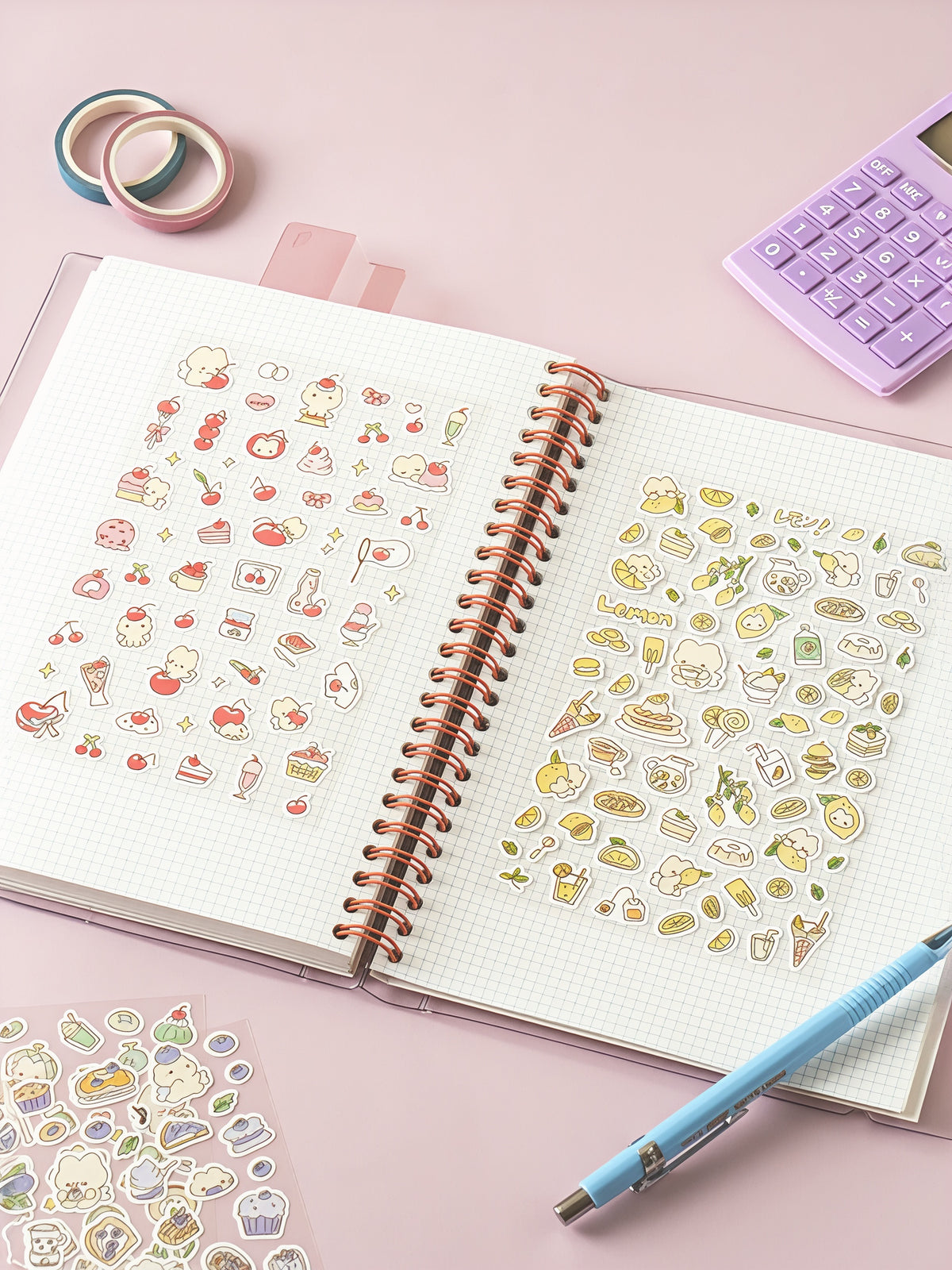 250 Stickers autocollants Fruits & Chat
