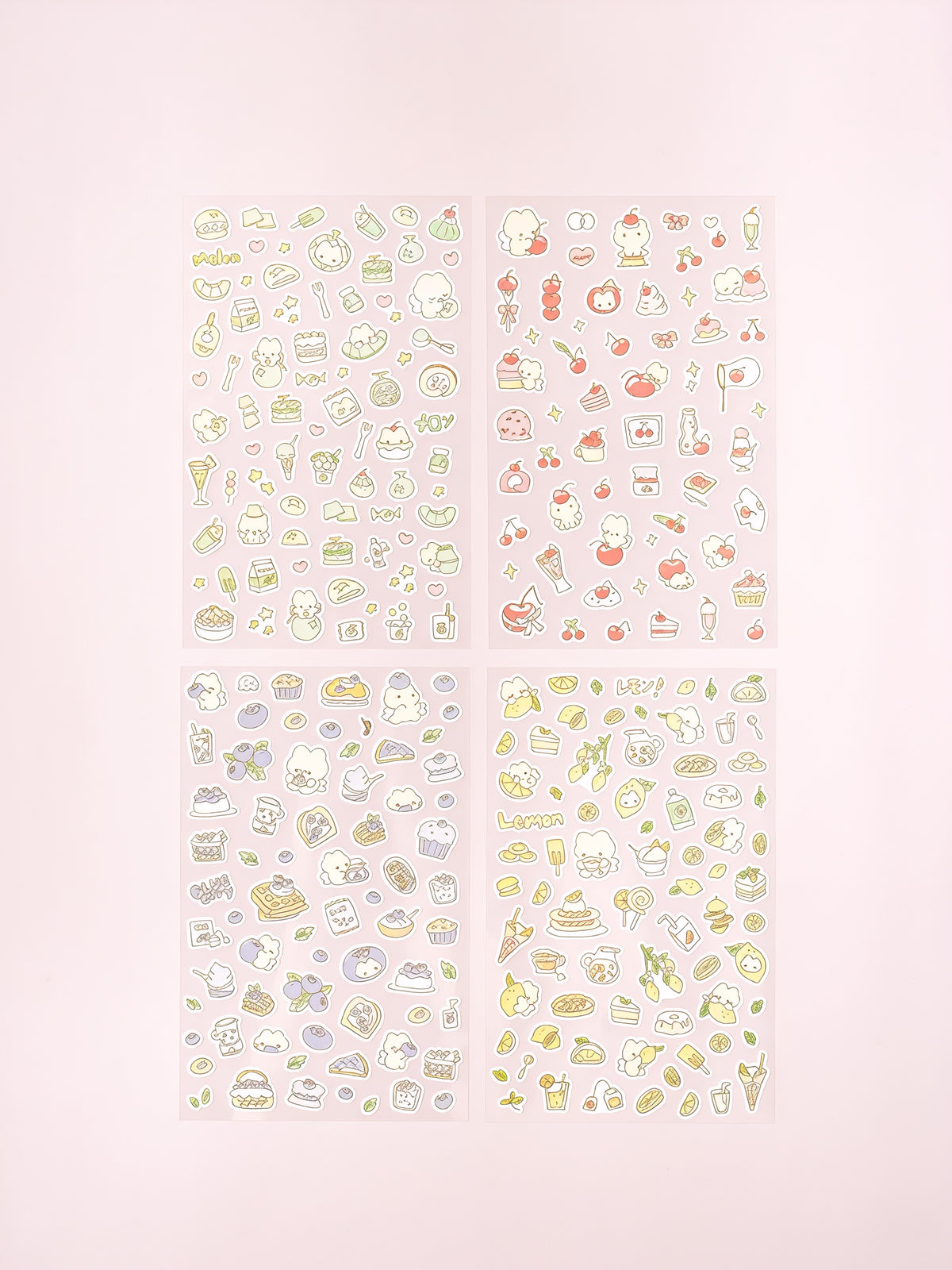 250 Stickers autocollants Fruits & Chat